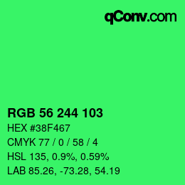 Color code: RGB 56 244 103 | qconv.com