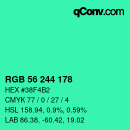 Color code: RGB 56 244 178 | qconv.com