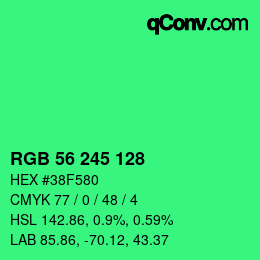 Color code: RGB 56 245 128 | qconv.com