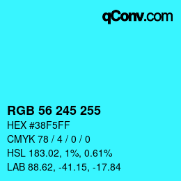 Color code: RGB 56 245 255 | qconv.com