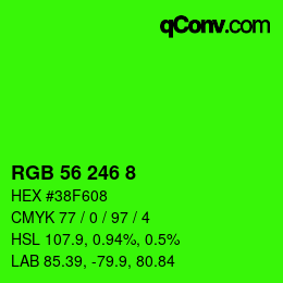 カラーコード: RGB 56 246 8 | qconv.com