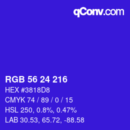 Color code: RGB 56 24 216 | qconv.com