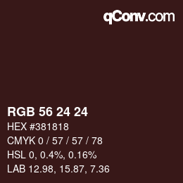 Color code: RGB 56 24 24 | qconv.com