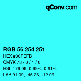 Color code: RGB 56 254 251 | qconv.com