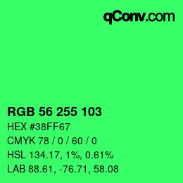 Color code: RGB 56 255 103 | qconv.com