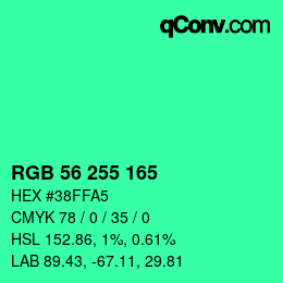 Código de color: RGB 56 255 165 | qconv.com