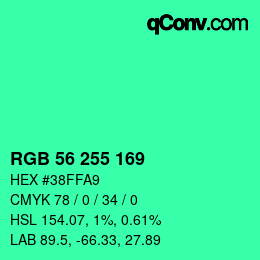 Código de color: RGB 56 255 169 | qconv.com
