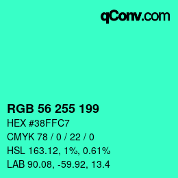 Color code: RGB 56 255 199 | qconv.com