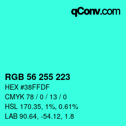 Color code: RGB 56 255 223 | qconv.com