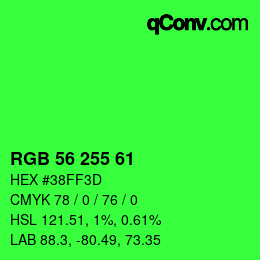 Color code: RGB 56 255 61 | qconv.com
