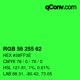 カラーコード: RGB 56 255 62 | qconv.com