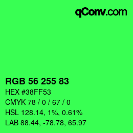 Color code: RGB 56 255 83 | qconv.com