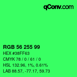 Color code: RGB 56 255 99 | qconv.com