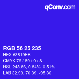 颜色代码: RGB 56 25 235 | qconv.com
