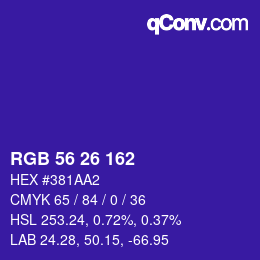 カラーコード: RGB 56 26 162 | qconv.com