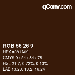 Color code: RGB 56 26 9 | qconv.com