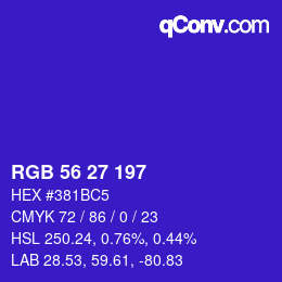 Color code: RGB 56 27 197 | qconv.com