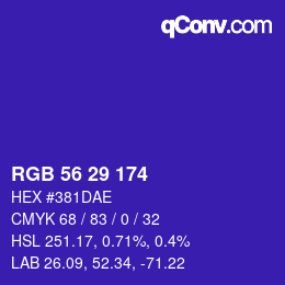 カラーコード: RGB 56 29 174 | qconv.com