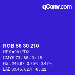 Color code: RGB 56 30 210 | qconv.com