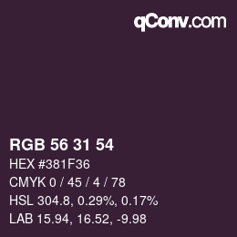 Código de color: RGB 56 31 54 | qconv.com