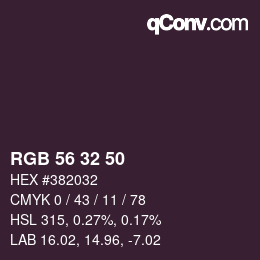 カラーコード: RGB 56 32 50 | qconv.com
