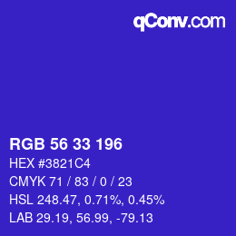 Color code: RGB 56 33 196 | qconv.com