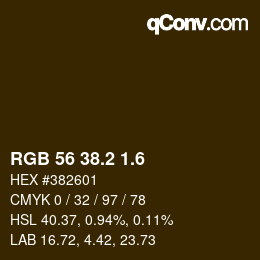 カラーコード: RGB 56 38.2 1.6 | qconv.com