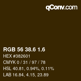 カラーコード: RGB 56 38.6 1.6 | qconv.com