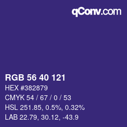 カラーコード: RGB 56 40 121 | qconv.com