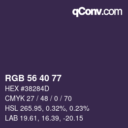 カラーコード: RGB 56 40 77 | qconv.com
