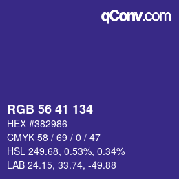 Código de color: RGB 56 41 134 | qconv.com