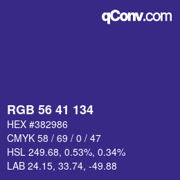 Code couleur: RGB 56 41 134 | qconv.com
