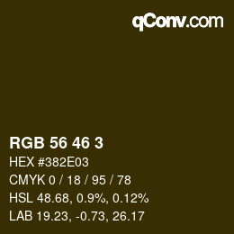 カラーコード: RGB 56 46 3 | qconv.com