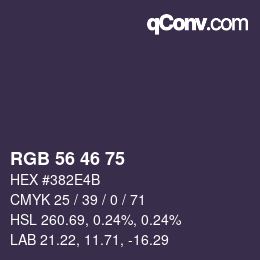 Color code: RGB 56 46 75 | qconv.com