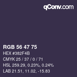 Color code: RGB 56 47 75 | qconv.com