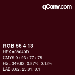 Color code: RGB 56 4 13 | qconv.com