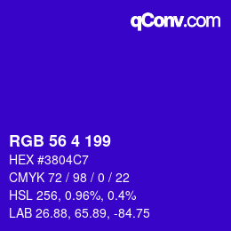 Color code: RGB 56 4 199 | qconv.com