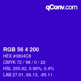Color code: RGB 56 4 200 | qconv.com