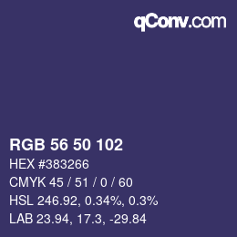 カラーコード: RGB 56 50 102 | qconv.com