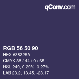 カラーコード: RGB 56 50 90 | qconv.com