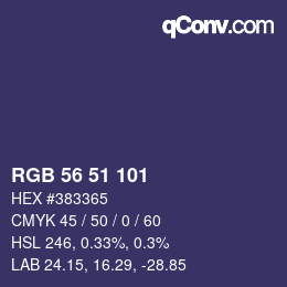 Color code: RGB 56 51 101 | qconv.com