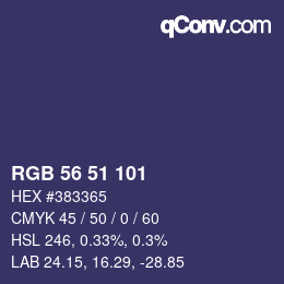 カラーコード: RGB 56 51 101 | qconv.com