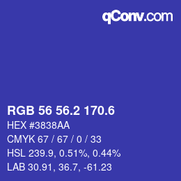 カラーコード: RGB 56 56.2 170.6 | qconv.com