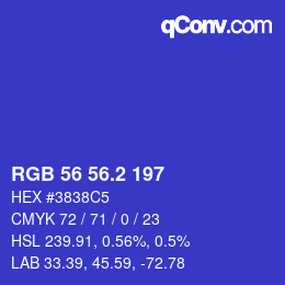 カラーコード: RGB 56 56.2 197 | qconv.com