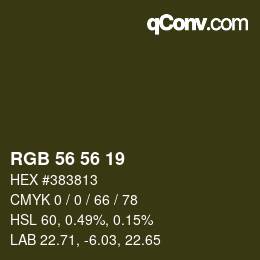 Color code: RGB 56 56 19 | qconv.com