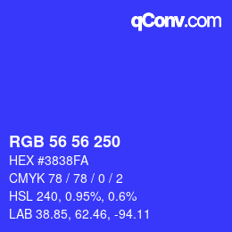 Color code: RGB 56 56 250 | qconv.com