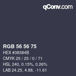 Color code: RGB 56 56 75 | qconv.com