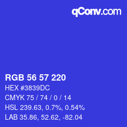 カラーコード: RGB 56 57 220 | qconv.com