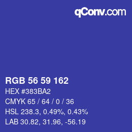 Color code: RGB 56 59 162 | qconv.com
