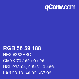 Color code: RGB 56 59 188 | qconv.com